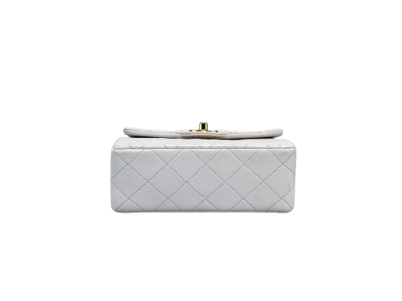 Chanel vintage White timeless flap bag mini square gold Hardware