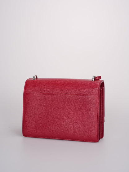 Saint Laurent Grained Calfskin Medium Monogram Sunset  bag in Red