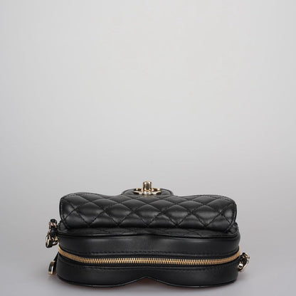 Chanel Large Heart Bag in Black Lambskin Gold Hardware