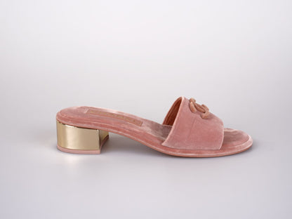 Chanel Gold Heels Pink Mules Size 38C