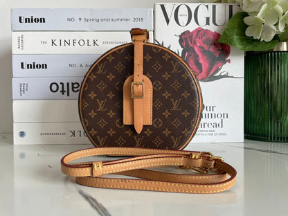 Louis Vuitton Monogram Canvas Petite Boite Chapeau Cross-Body Bag with Gold Hardware