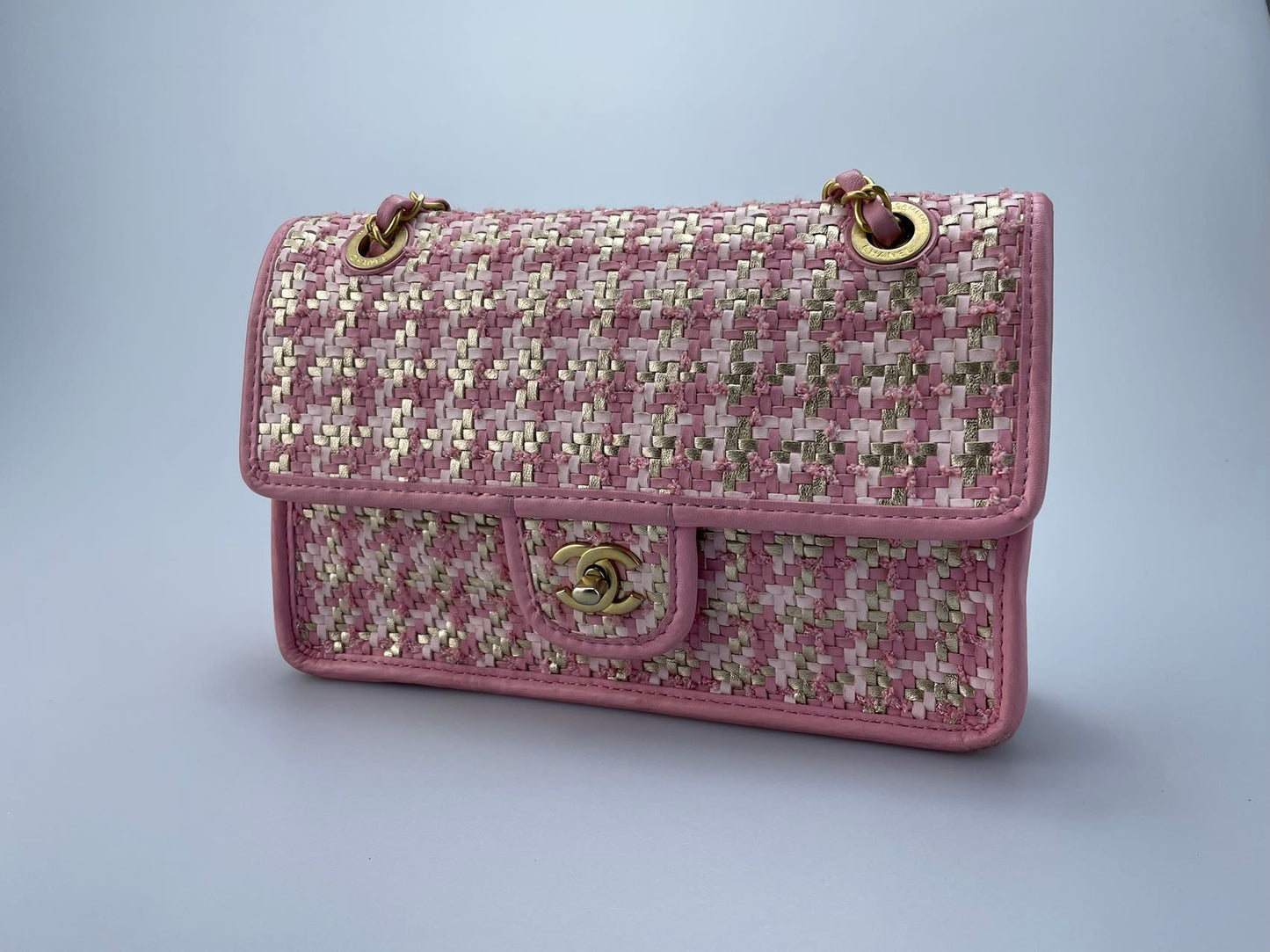 Chanel Metallic Woven Lamb Skin Flap Bag