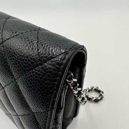 Wallet on chain classique cuir caviar noir