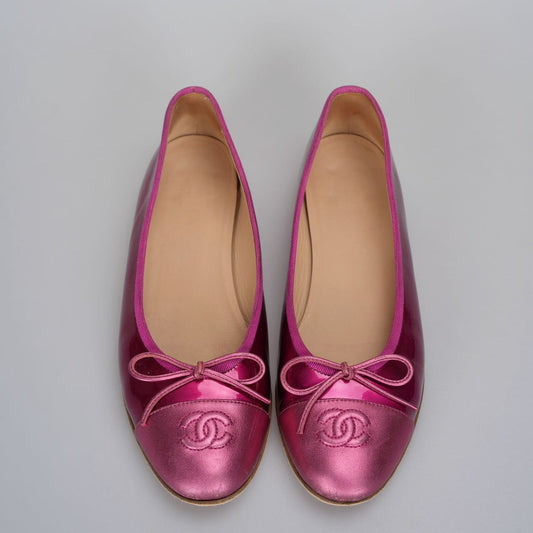 Chanel ballet flats 37.5 in hot pink