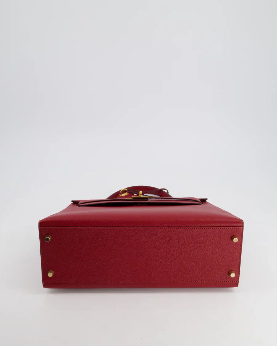 Hermes Kelly 32cm Sellier Bag in Dark Red Epsom Leather Gold Hardware