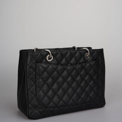 Chanel Grand Shopping Tote black gst Bag in Caviar Leather with Silver Hardware