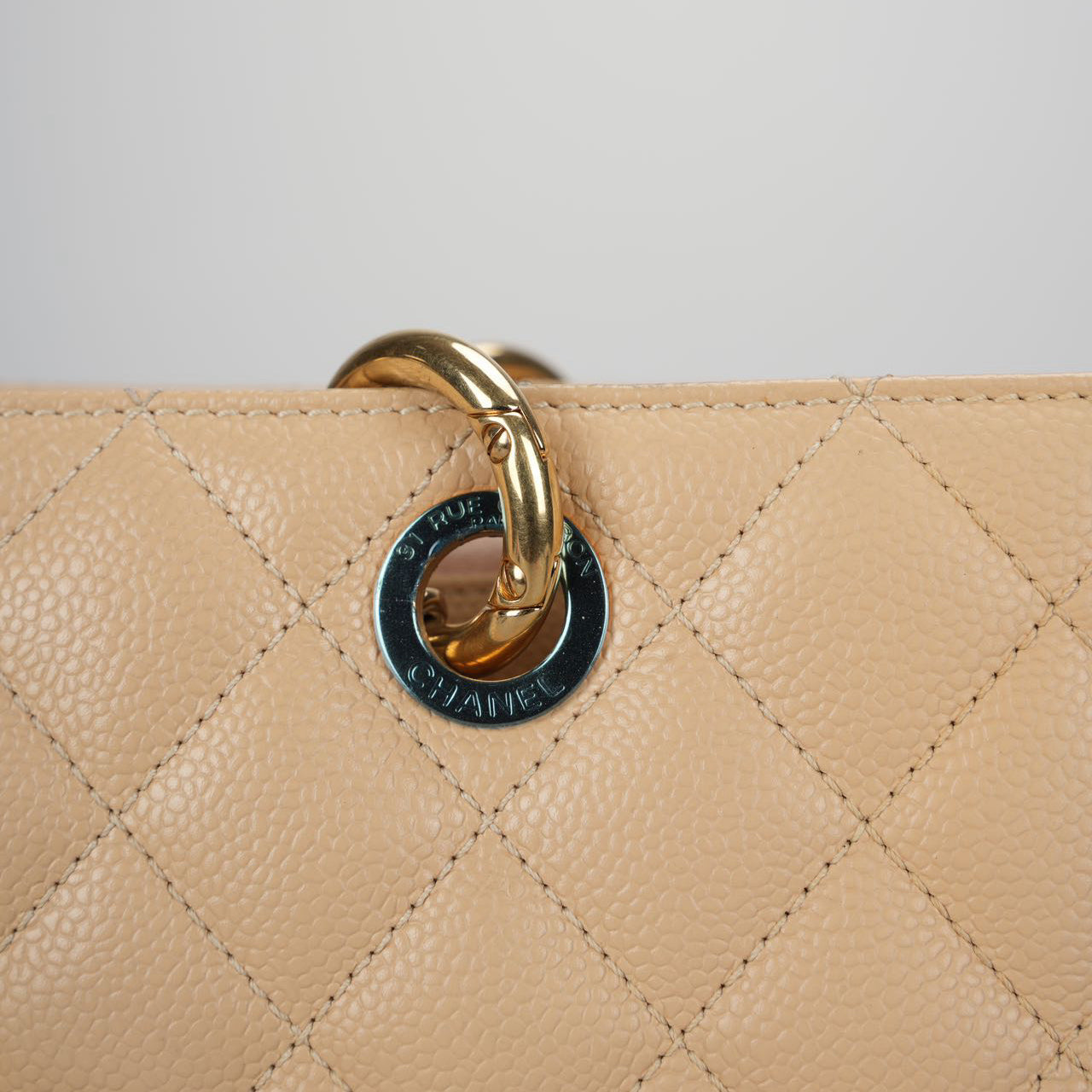 Chanel Grand Shopping Tote Beige GST Bag in Caviar Leather with Gold Hardware