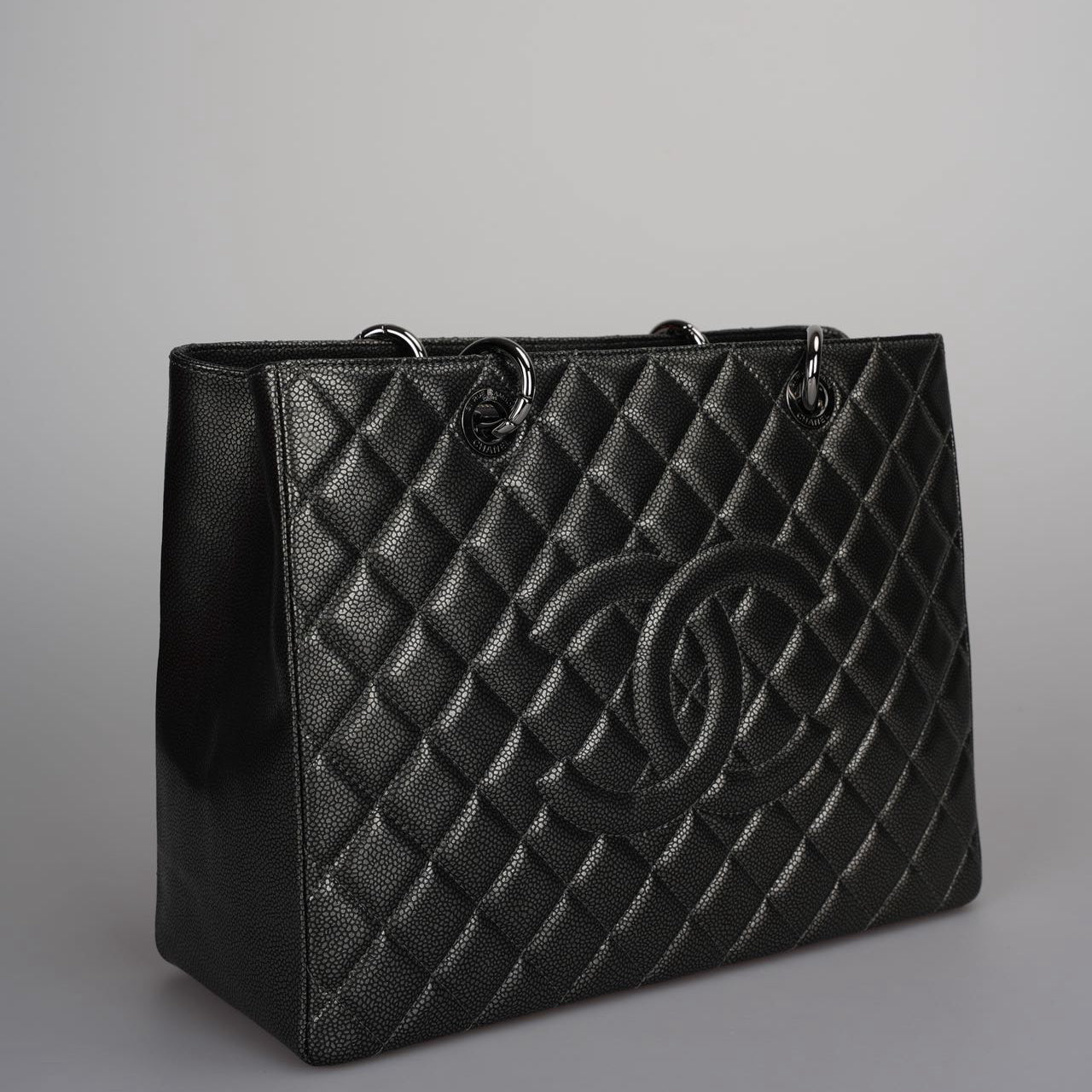 Chanel Grand Shopping Tote Black GST Bag in Caviar Leather with Black Hardware