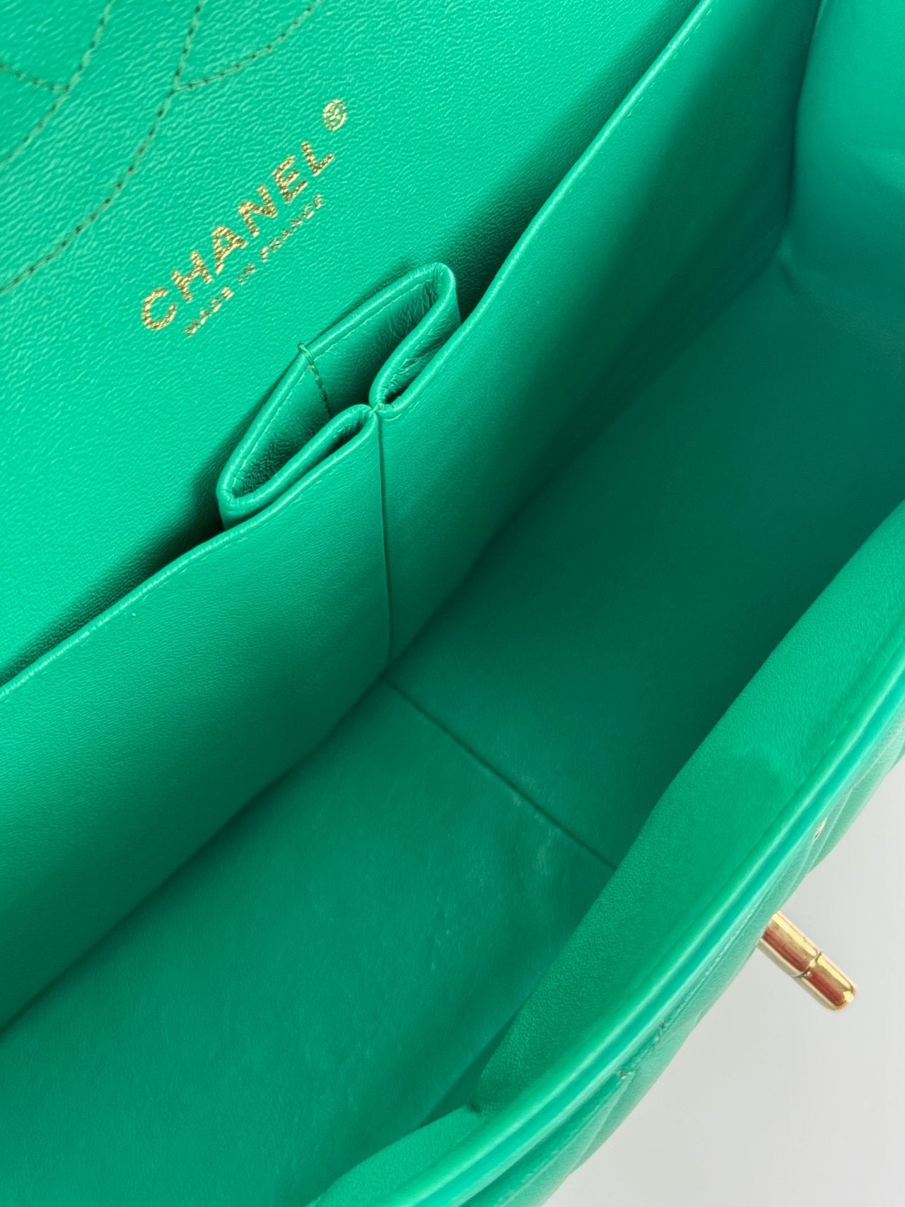 Chanel timeless Flap Bag Jumbo Green with Gold Hardware