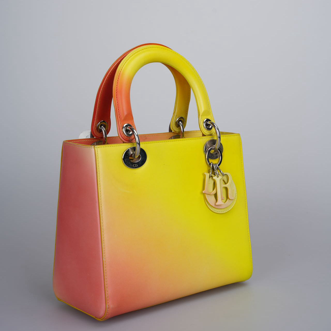 Christian Dior  Box Calf Gradient Medium Diorissimo in Yellow and Orange