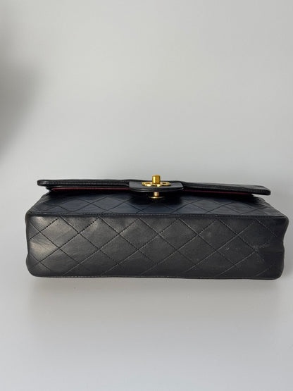 Chanel vintage timeless flap bag black medium 24k gold hardware