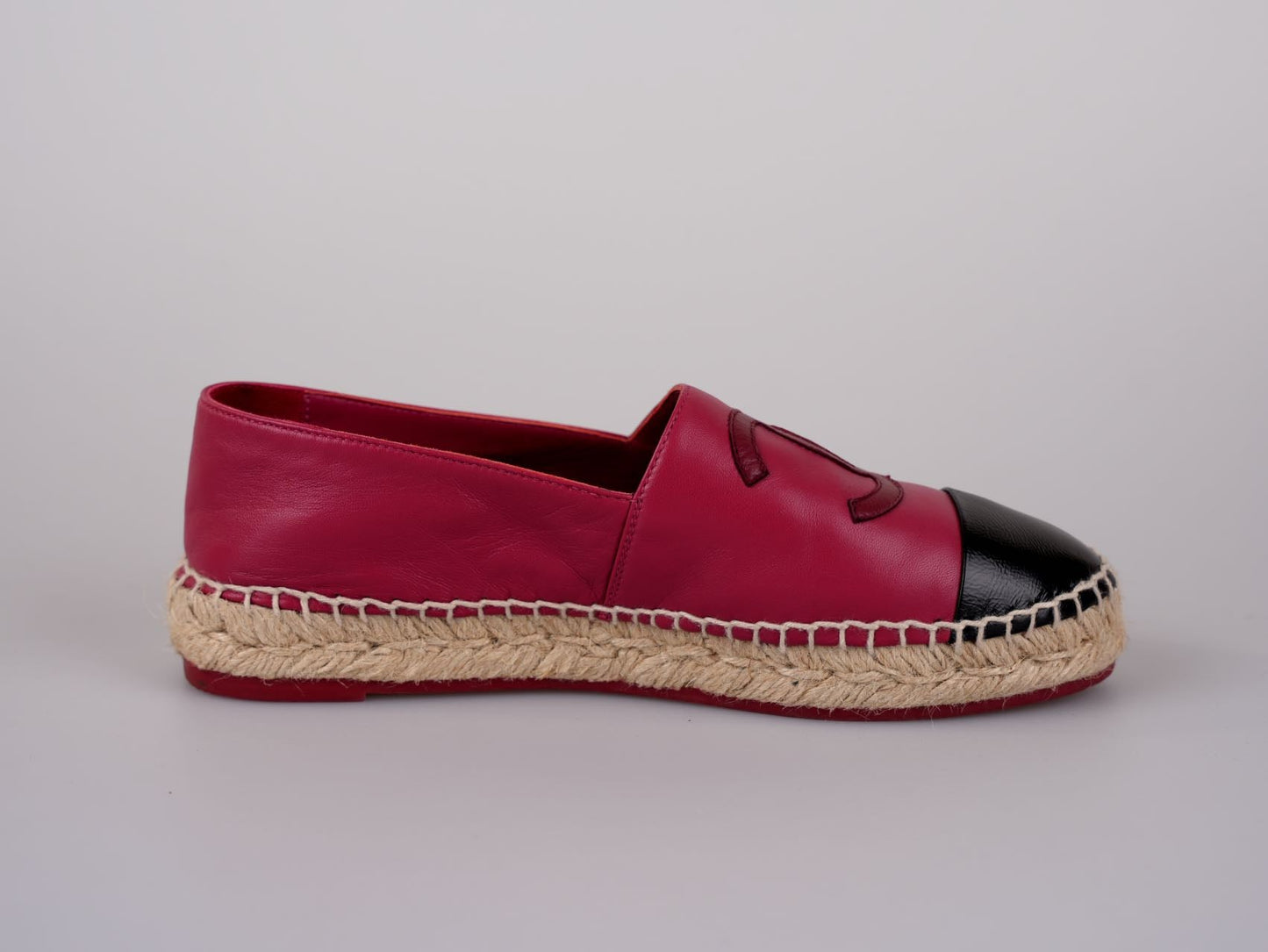 Chanel Lambskin CC Espadrilles Fuchsia Black Size 38