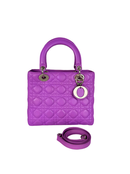 Dior Lady Dior Bag Bag Medium  purple Lambskin Leather with Silver Hardware