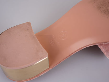 Chanel Gold Heels Pink Mules Size 38C