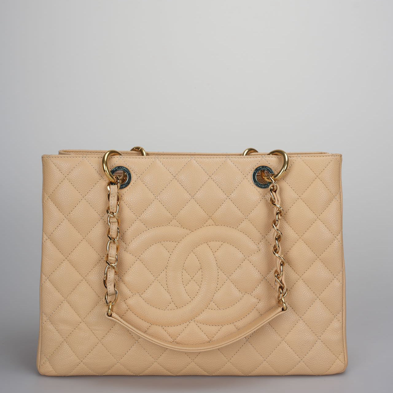 Chanel Grand Shopping Tote Beige GST Bag in Caviar Leather with Gold Hardware