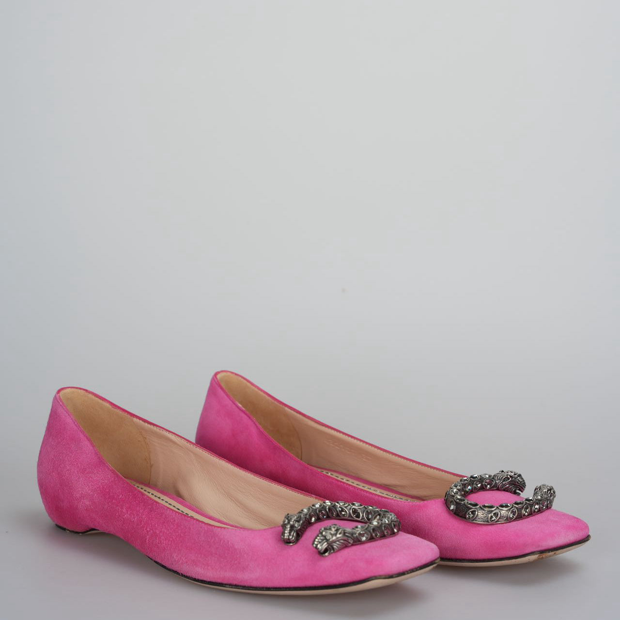 Gucci - Dionysus Pink Suede Flats 37