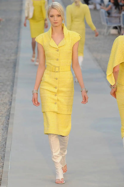 Chanel Yellow tweed dress 2012 Runway FR36