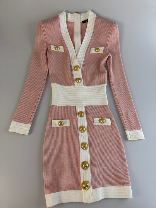 Balmain pink white dress FR 34