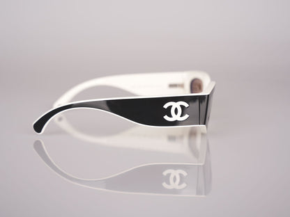 Chanel Cat Eye Sunglasses with CC Logo Black and White