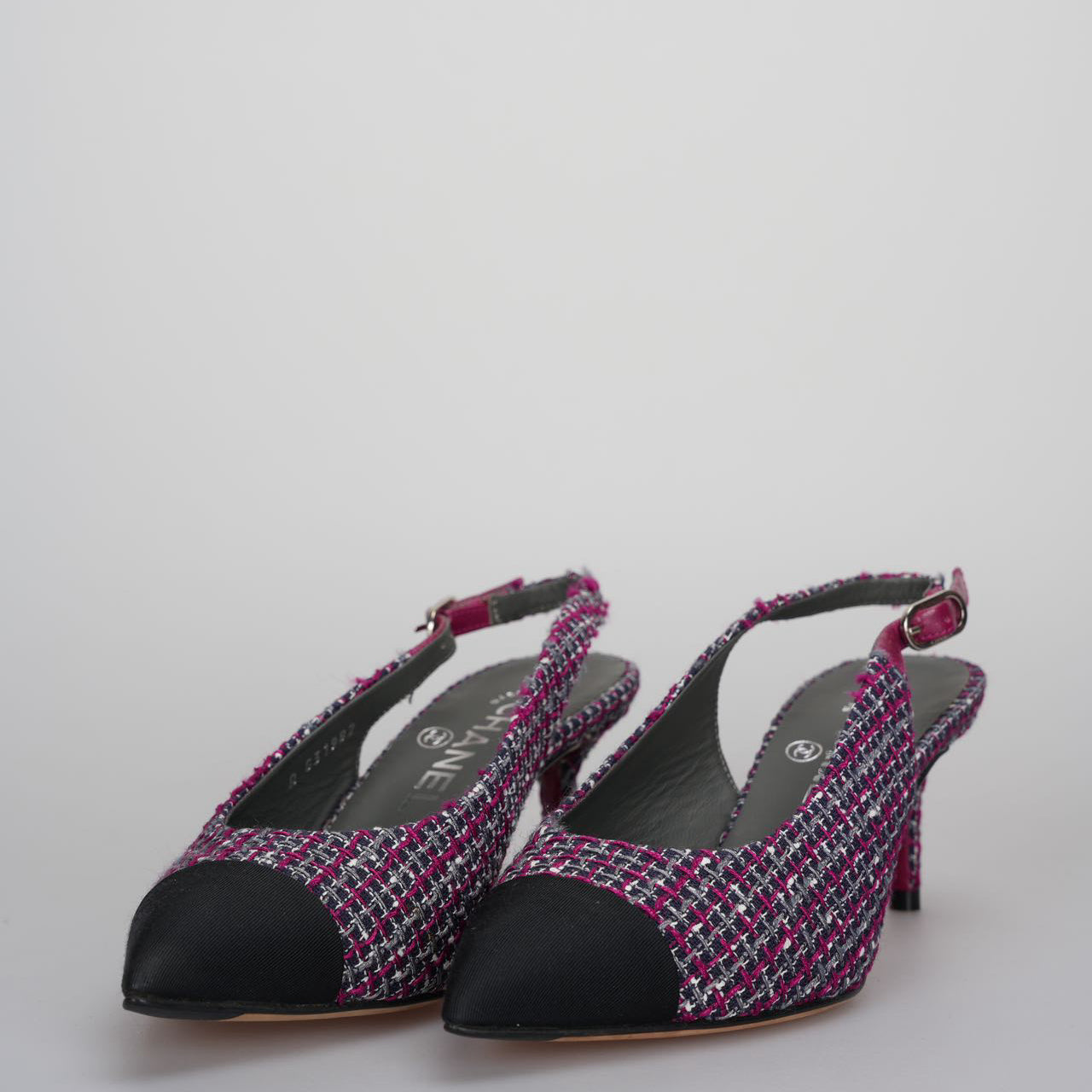 Chanel purple Tweed Slingback Heels Sandals 35.5