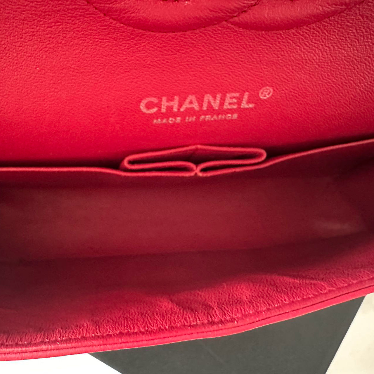 Chanel Red Medium timeless Flap Bag with Silver Hardware