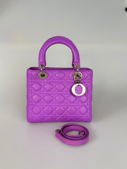 Dior Lady Dior Bag Bag Medium  purple Lambskin Leather with Silver Hardware