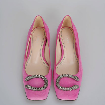 Gucci - Dionysus Pink Suede Flats 37