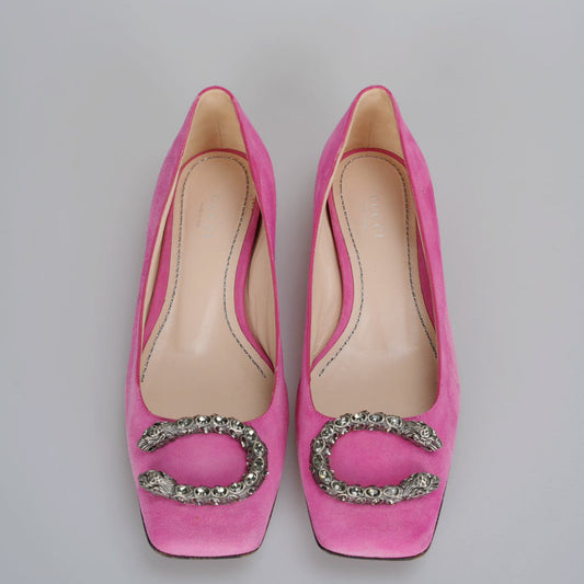 Gucci - Dionysus Pink Suede Flats 37