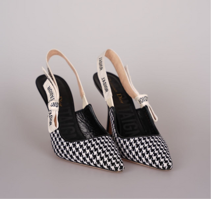 Dior J'Adior  sandals in black and white houndstooth canvas size 38