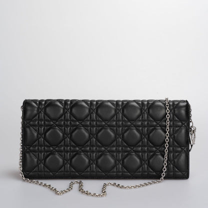 Christian Dior Lambskin Cannage Lady Dior Clutch in Black