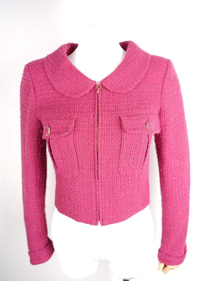 Chanel Wool Jacket Fuchsia 2016 Fall Winter Collection Size 34