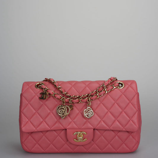 Chanel Pink timeless medium Valentine Lambskin Leather bag with Gold Hardware