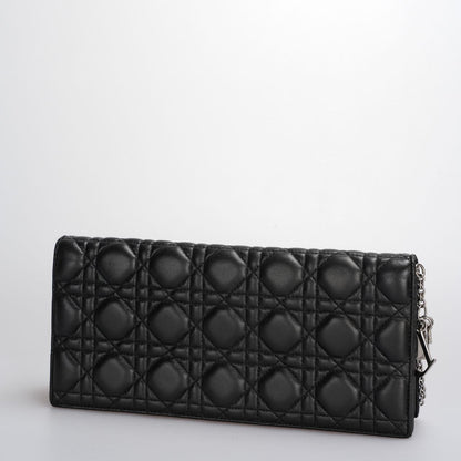 Christian Dior Lambskin Cannage Lady Dior Clutch in Black