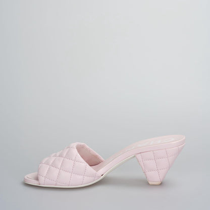 Chanel Light Pink Lambskin CC Logo Cone Sandal 37.5C