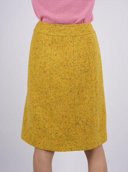 Chanel Tweed Yellow Midi-Skirt FR38