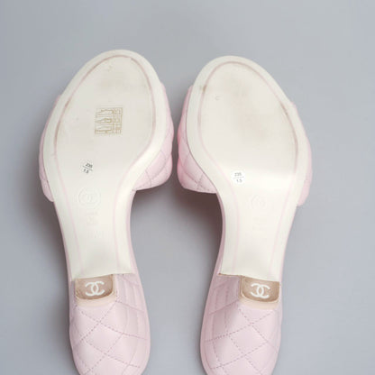 Chanel Light Pink Lambskin CC Logo Cone Sandal 37.5C