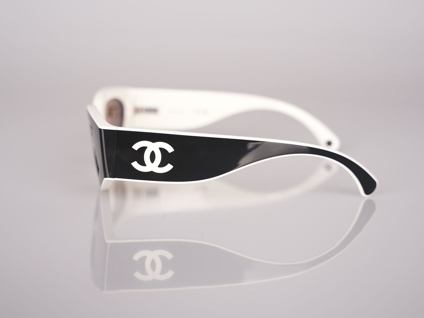 Chanel Cat Eye Sunglasses with CC Logo Black and White