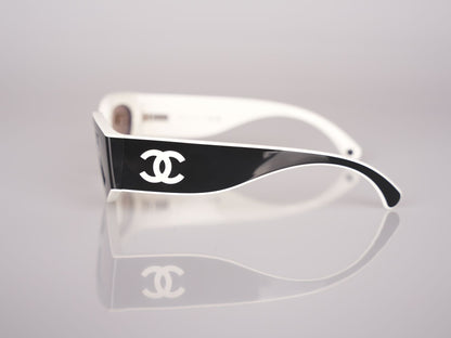 Chanel Cat Eye Sunglasses with CC Logo Black and White