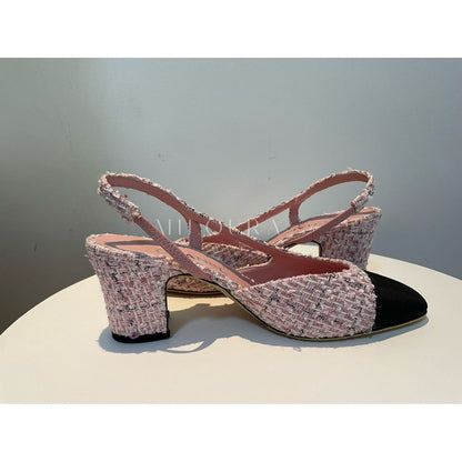 CHANEL TWEED SLINGBACK 38