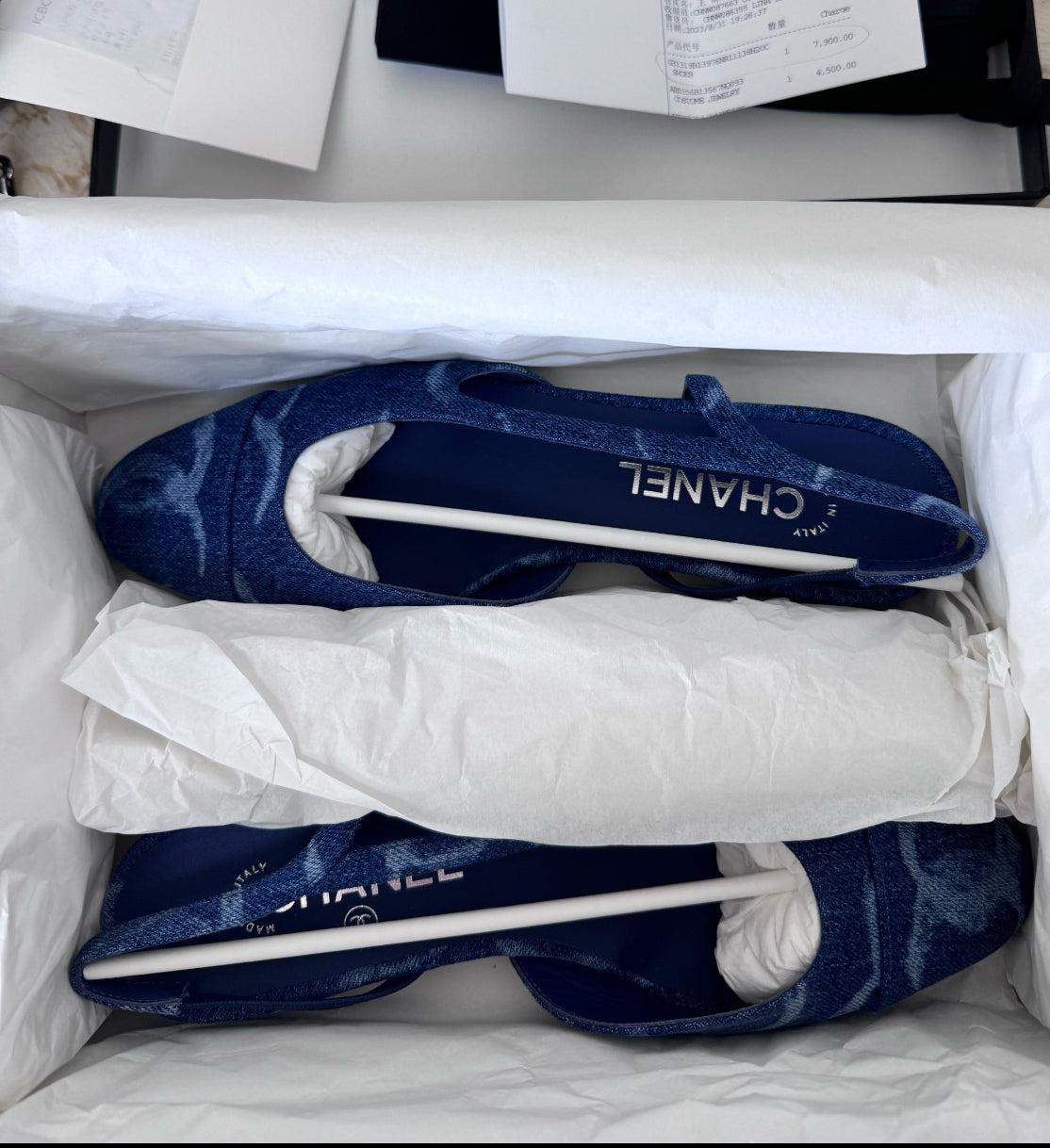 Chanel Slingback 38 cruise denim