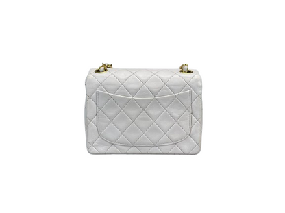 Chanel vintage White timeless flap bag mini square gold Hardware