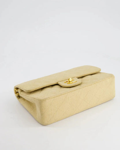 Chanel Vintage Beige Small Fabric Double Flap Bag with 24K Gold Hardware