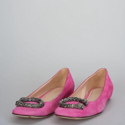 Gucci - Dionysus Pink Suede Flats 37