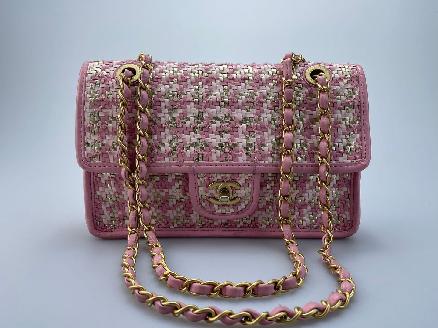 Chanel Metallic Woven Lamb Skin Flap Bag