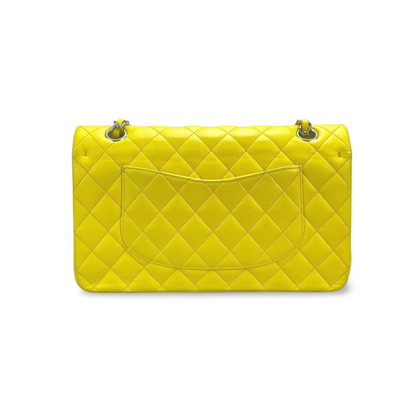 Chanel Medium Classic Flap Bag with Silber Hardware Yellow