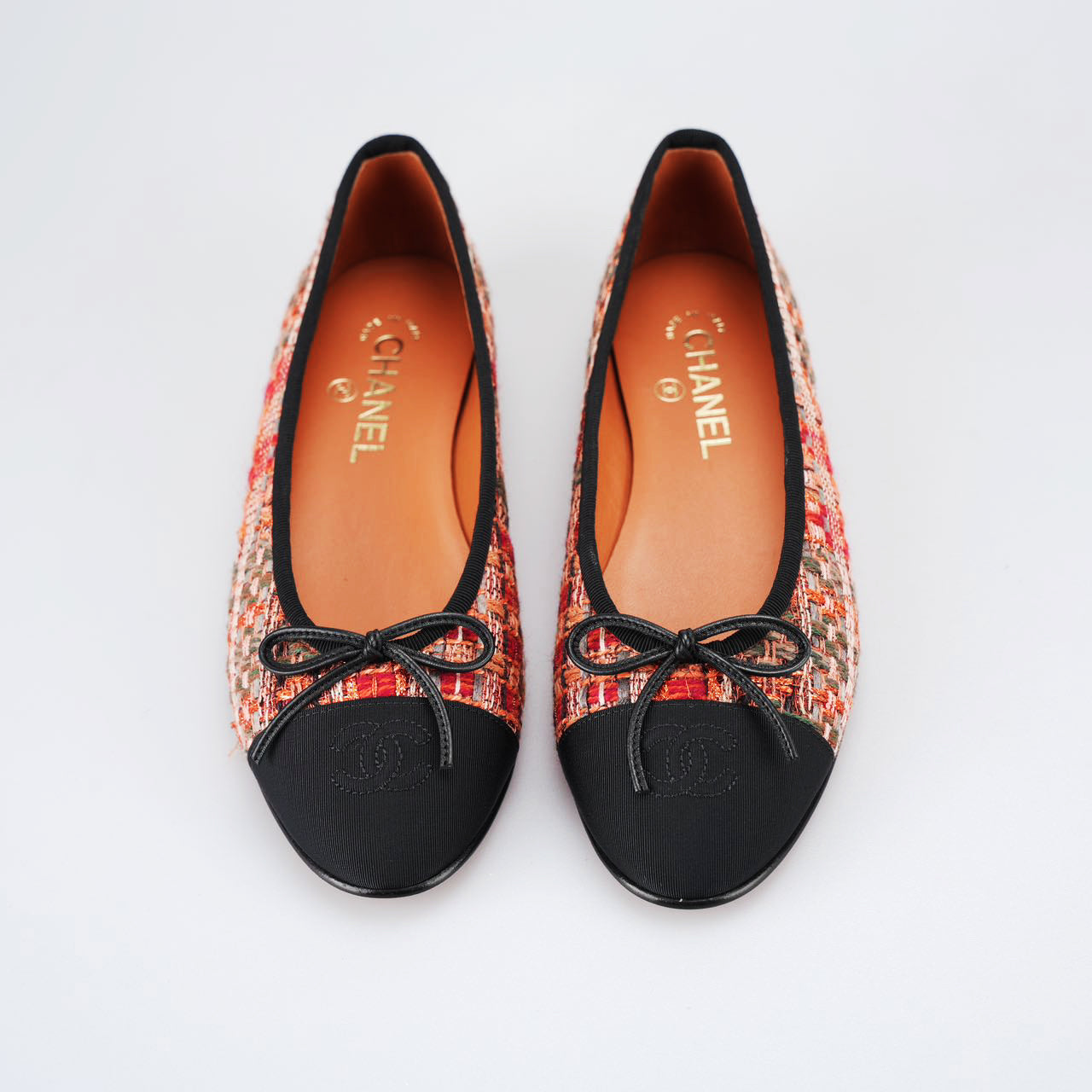 Chanel Ballet Flats Multicolor Fabric and Leather CC 38