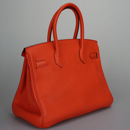 Hermes Birkin 30 Handbag in Orange Togo Leather with Gold Hardware