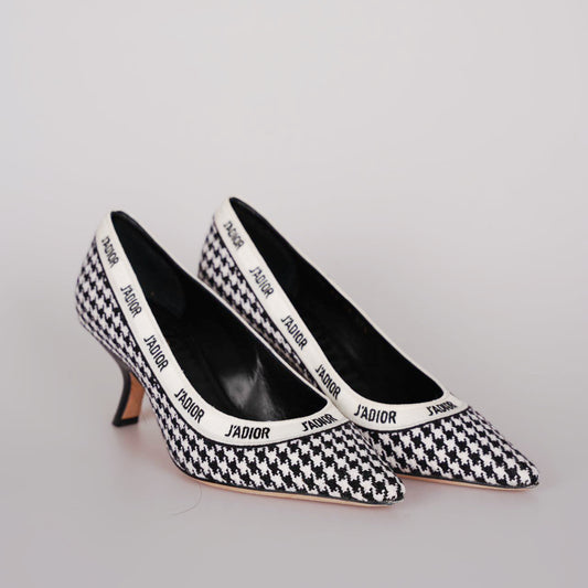 Christian Dior Houndstooth 6cm Pumps 37.5 Black&White