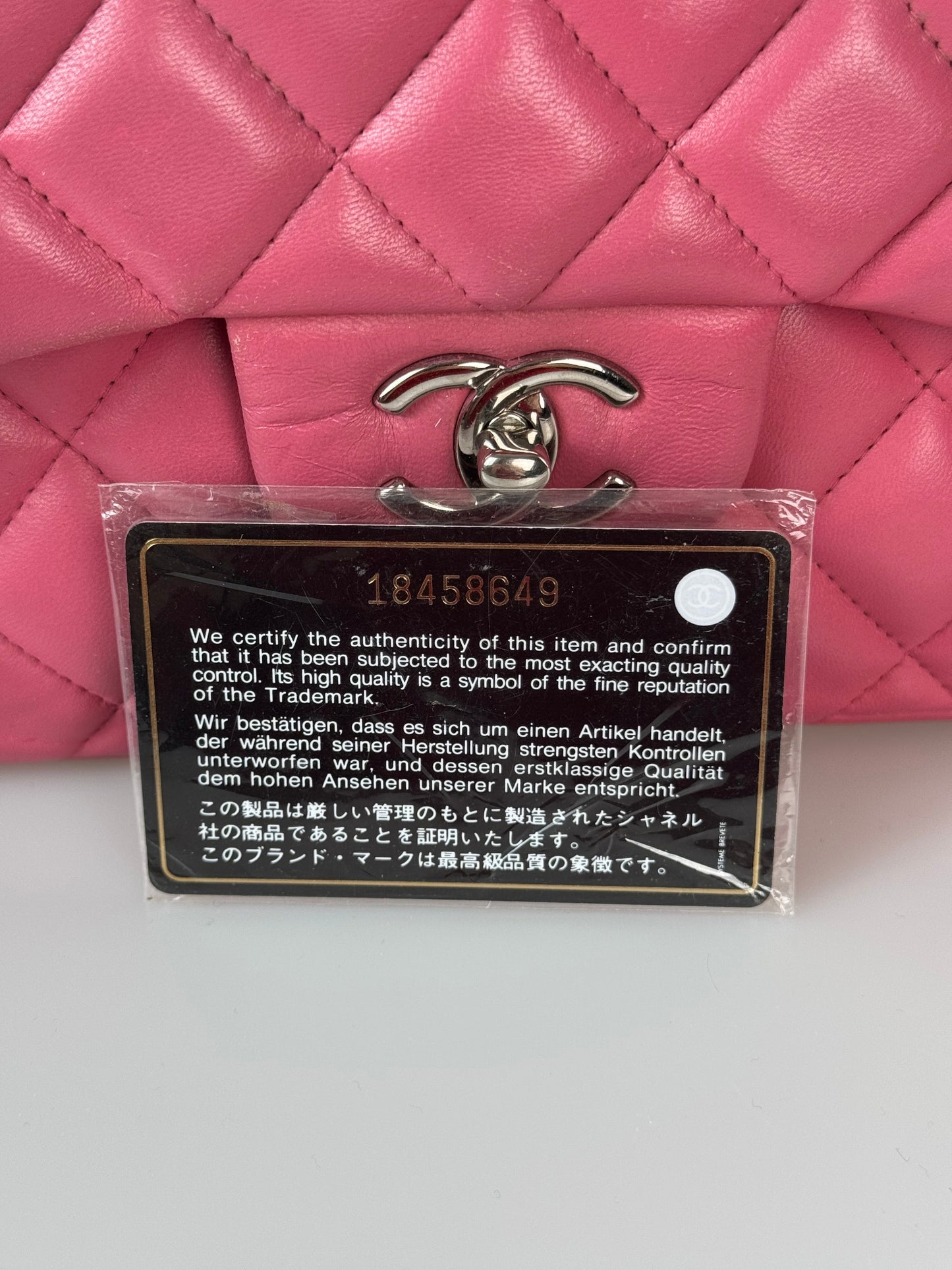 Chanel Classic Flap Bag Jumbo pink with Silver Hardware