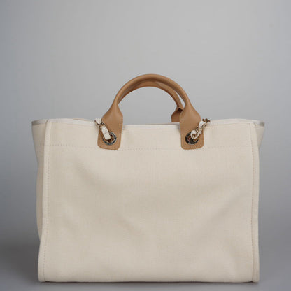 Chanel Deauville Pearl Tote Beige white medium